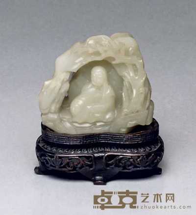 18TH CENTURY A PALE CELADON JADE CARVING OF A LUOHAN 